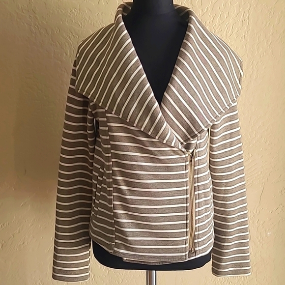 Mystree Jackets & Blazers - Striped Brown Women's Jacket